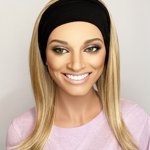 Premium Barley blonde highlighted medium length headband wig/ gym wig/ sports wig/ headband wig/ physical wig
