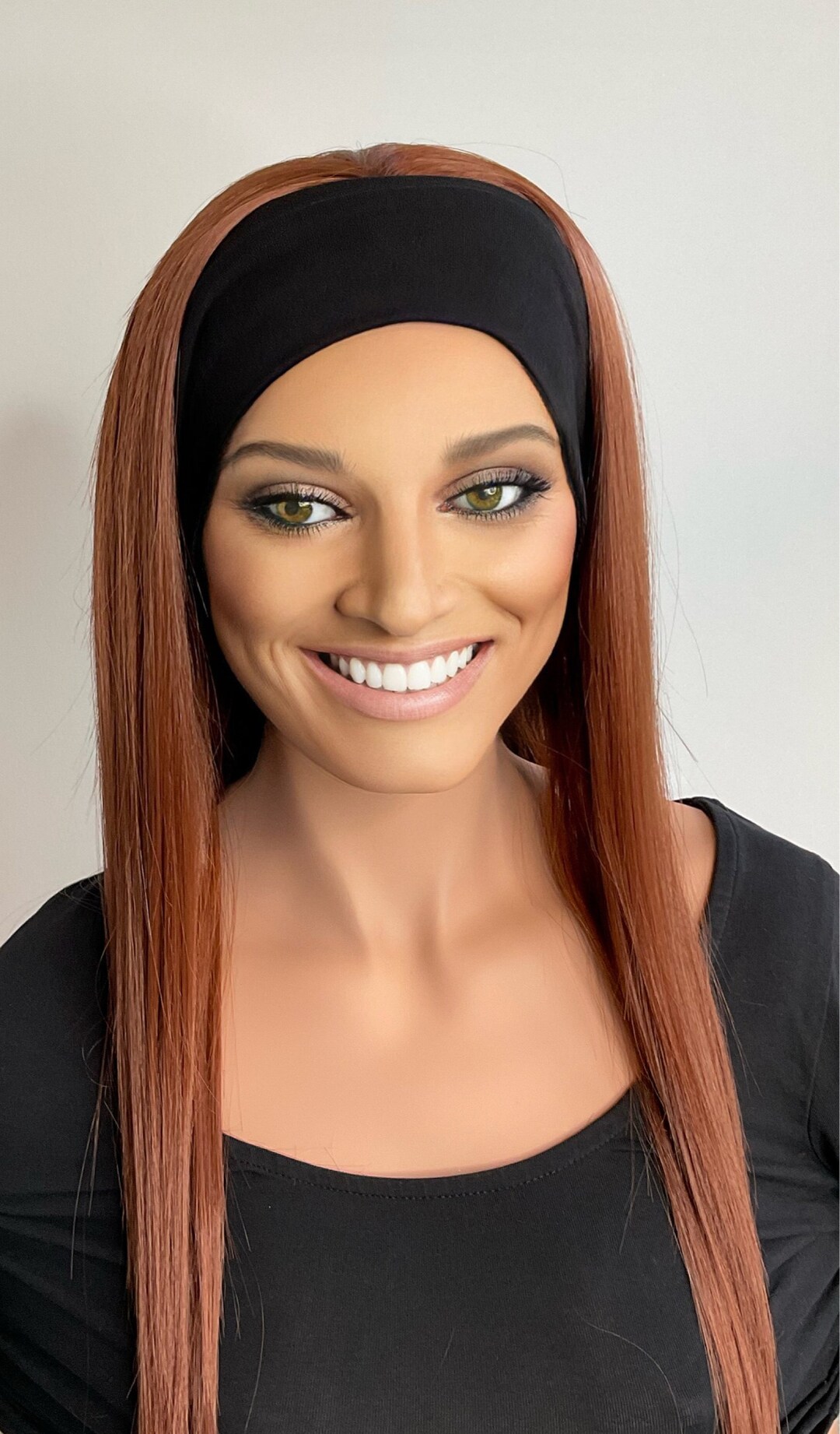 Gym & Swim Headband Wig Long Length Copper Brown Heat Safe Hair Loss Wig Alopecia Wig Etsy