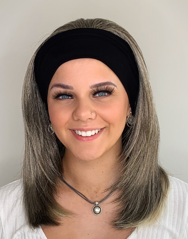 Headband wig ponytail wig salt & pepper balayage Swim Etsy