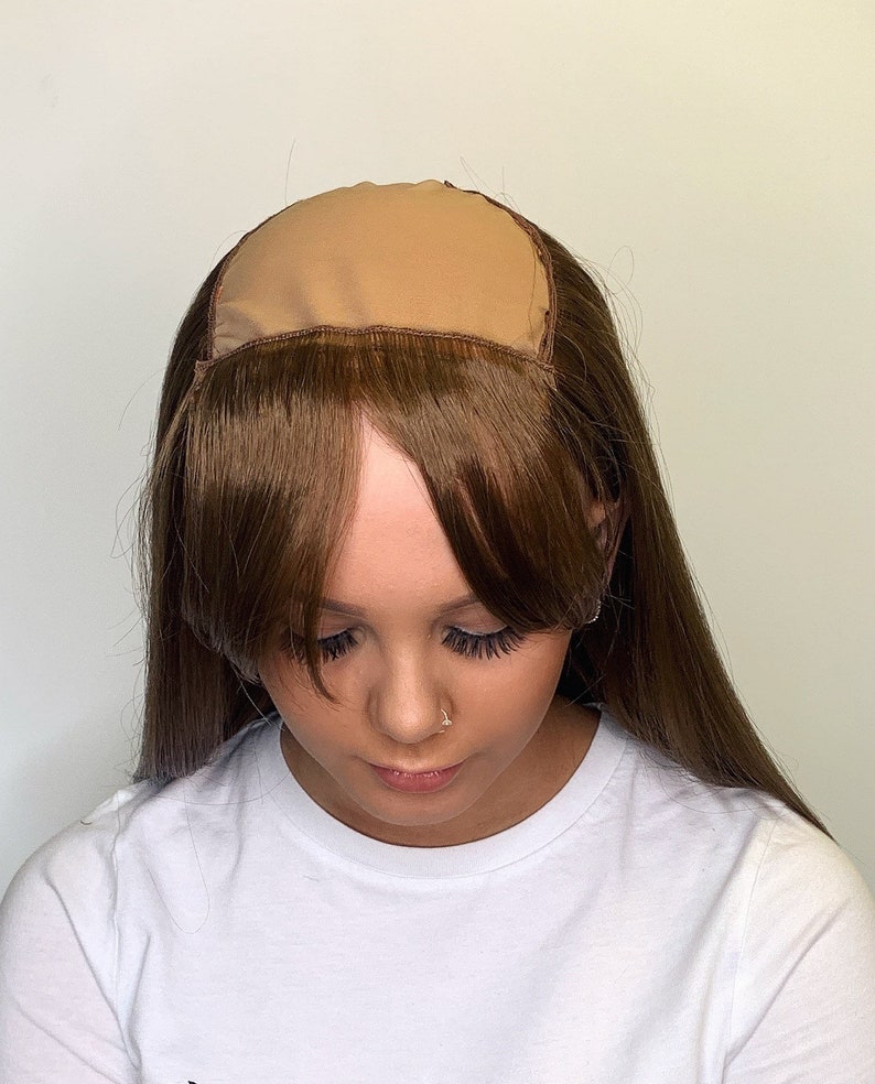 Lace Top Hair Halo With Detachable Bangs Colour Light Cocoa Etsy