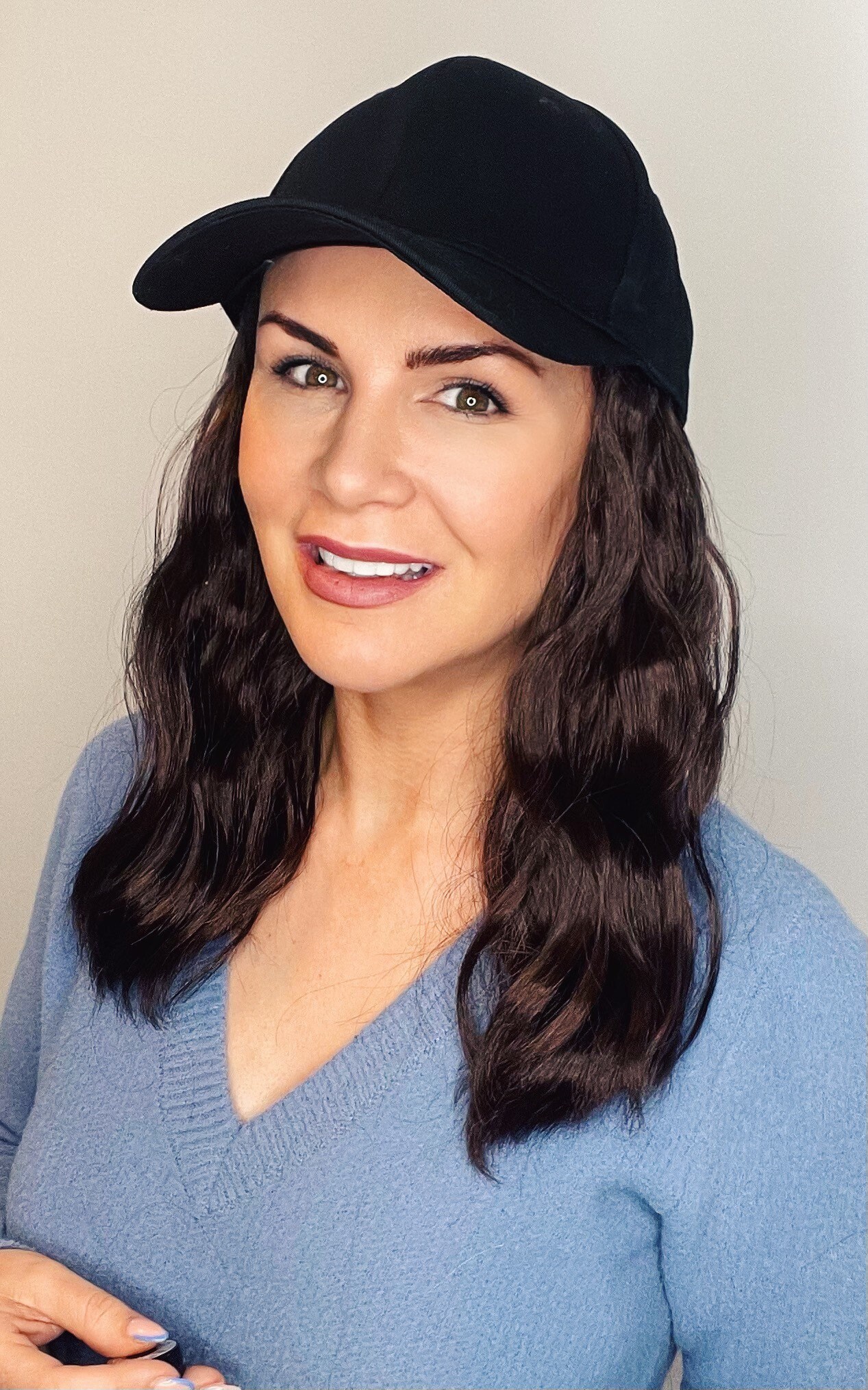 Black Baseball Cap With Long Hair Attached - Etsy