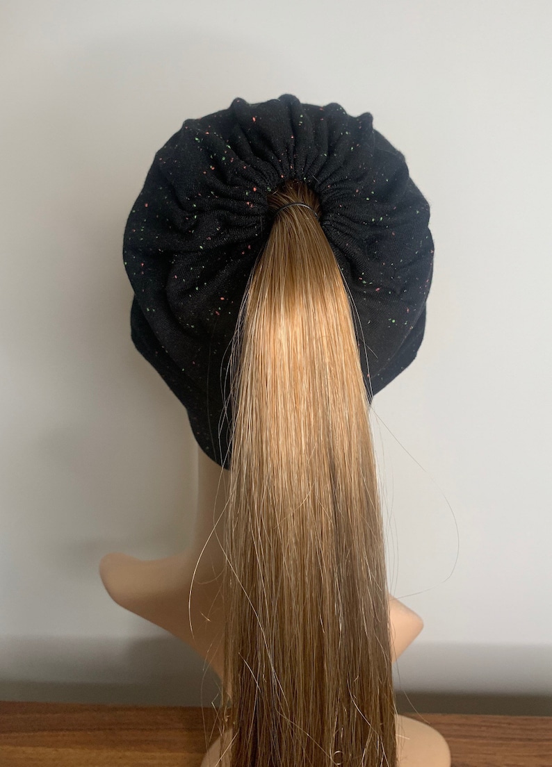Black Hat with ponytail wig attached | Etsy