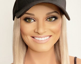 Baseballkappe mit angebrachtem Echthaar|100% Echthaar| Haarausfall Hut | Chemo Mütze | Hut Perücke| Alopezie Hut Huthaare| Haarkranz