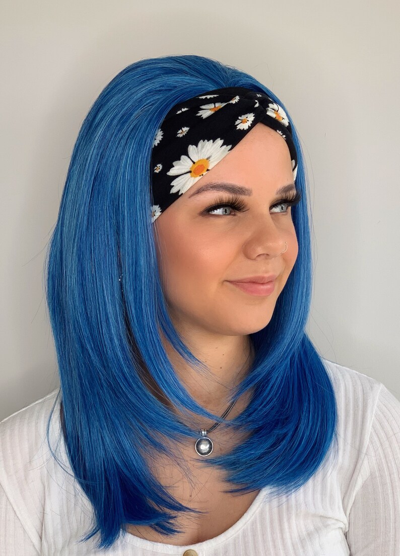 Headband Wig Ponytail Wig Blue Swim Wigs With Etsy