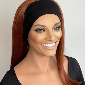 Headband wig | ponytail wig , medium brown Swim Wigs With Interchangable Bands- copper brown hair loss wig | alopecia wig | hair loss