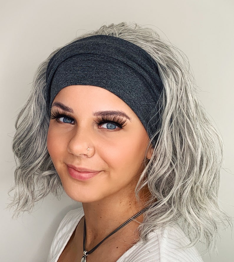 Grey beach wave headband wig gym wig bandfall wig sports Etsy