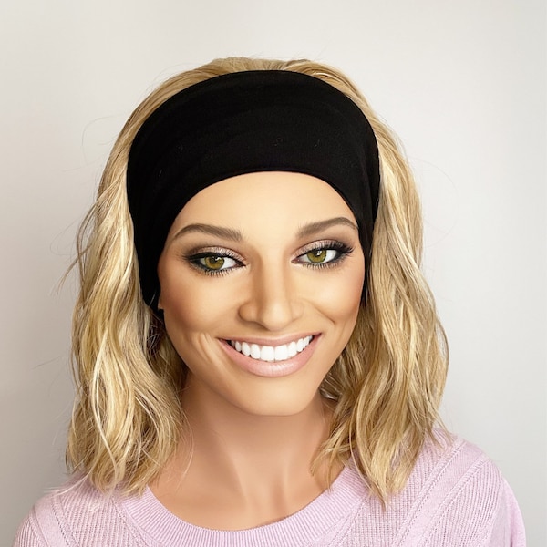 Premium Barley Blonde highlighted beach wave headband wig/ headband wig/ sports wig/ ponytail wig/ band fall wig/ gym wig/ swim wig/