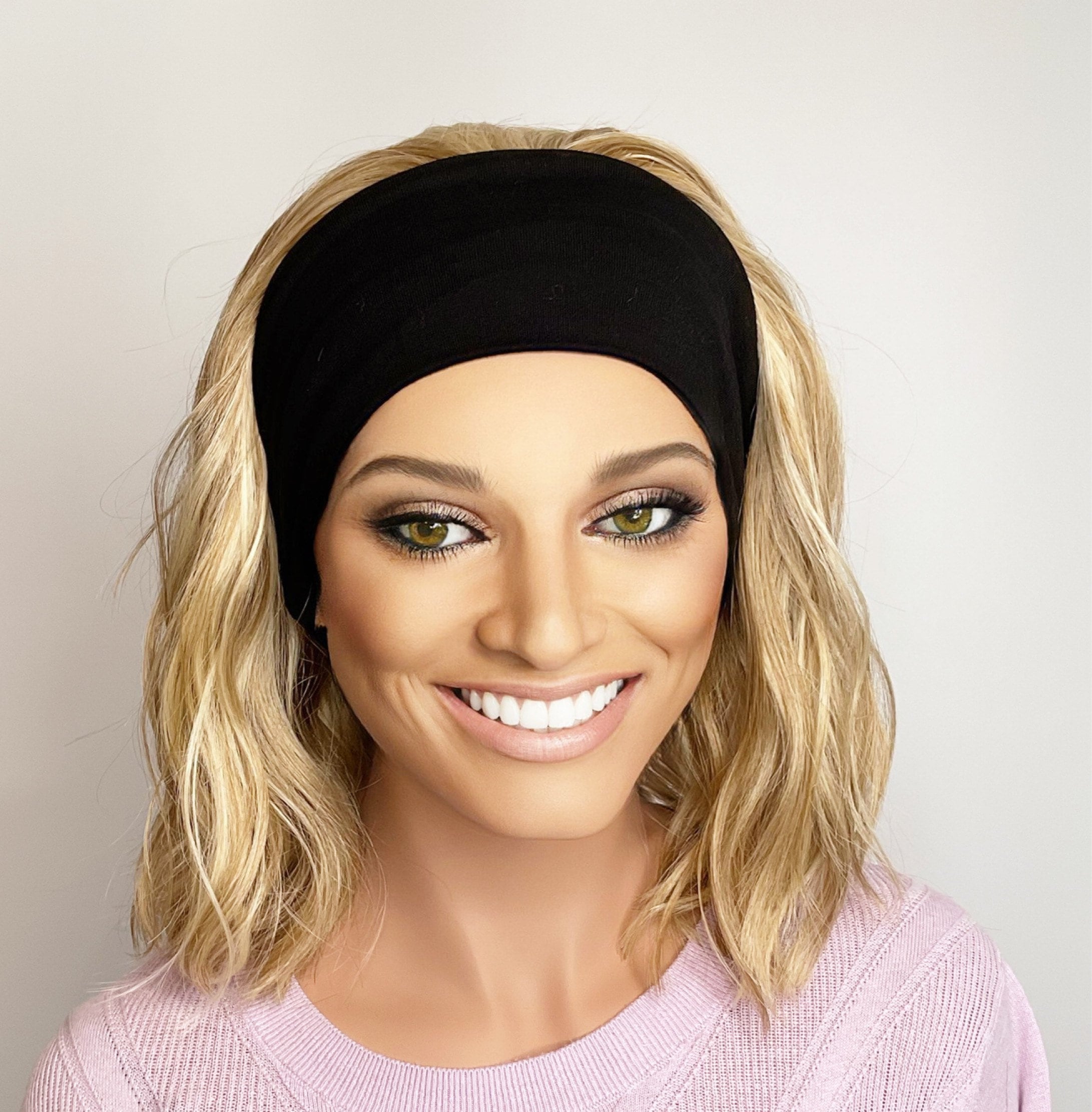 Premium Barley Blonde highlighted beach wave headband wig/ headband wig/ sports wig/ ponytail wig/ band fall wig/ gym wig/ swim wig/
