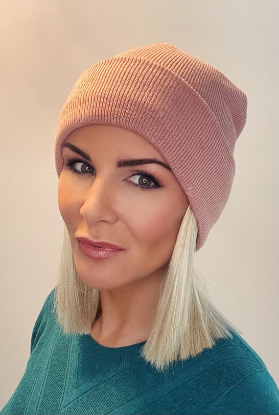 Baby Pink Beanie With Short Hair 