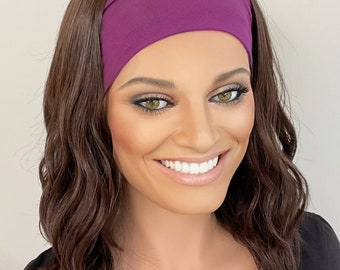 Parrucca con fascia per capelli ondulata da spiaggia color castano scuro di prima qualità/parrucca con fascia/parrucca sportiva/parrucca con coda di cavallo/parrucca autunnale con fascia/parrucca da palestra/parrucca da nuoto/
