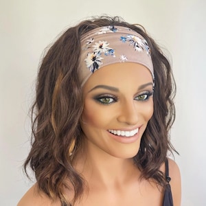Headband for gym & swim wigs/ cotton headband/ soft headband/ light cocoa pattern