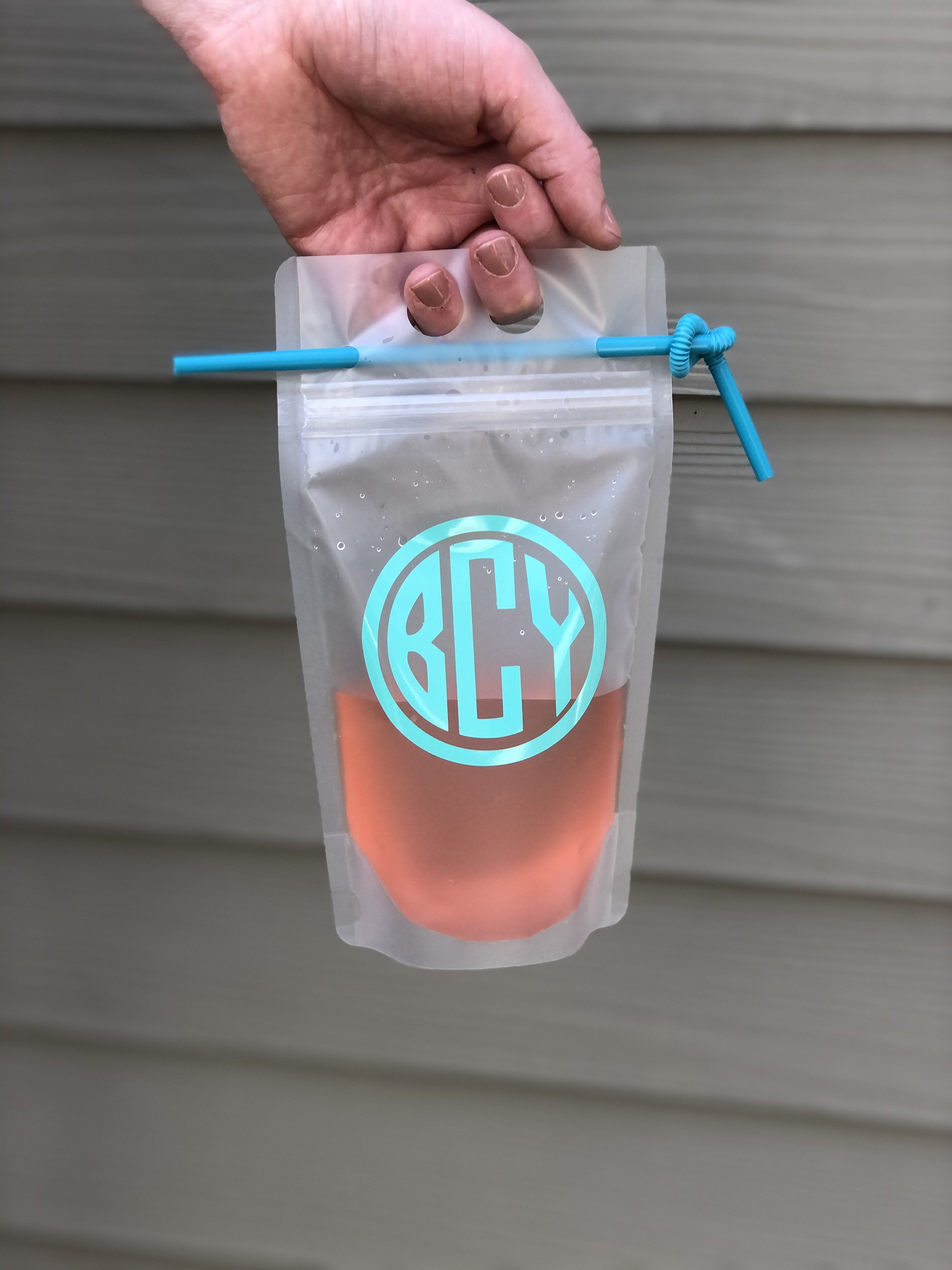 Drink Pouch With Monogram Reusable Personalized Drink Pouch Etsy