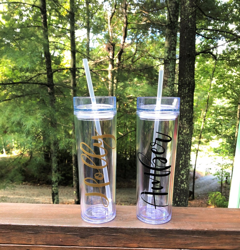 Clear Skinny Tumbler With Name Personalized Straw Tumber Etsy