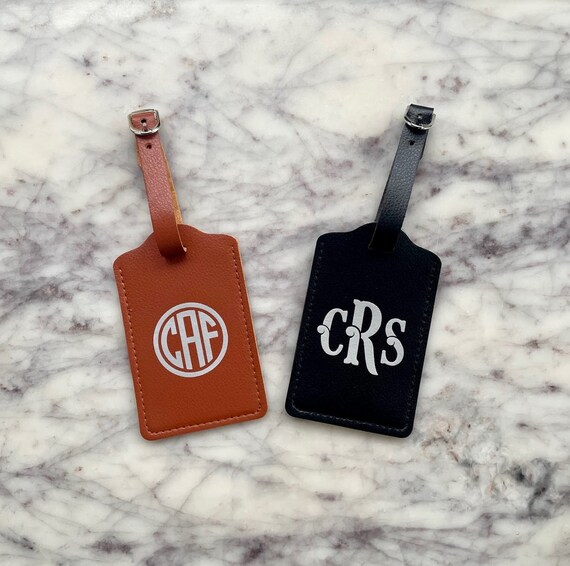 Monogrammed Luggage Tag Vegan Leather Luggage Tag Arched Etsy