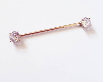14CT ROSE GOLD IP SIMULATED DIAMOND STAR CLUSTER CARTILAGE TRAGUS HELIX STUD