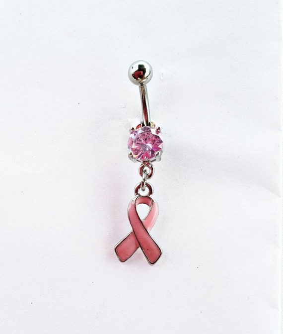 Anneau de ventre en ruban rose de 14 g, piercing au nombril de  sensibilisation au cancer, bijoux de ventre