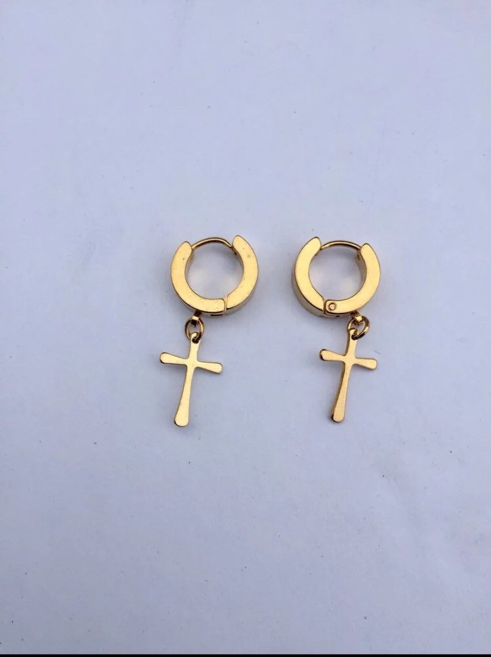 Cross Hoop Earrings Men Women Unisex Huggie Cross Hoop Punk | Etsy