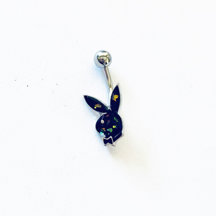 Playboy Bunny Multi Gem Dangle Belly Navel Ring Body Jewelry Surgical  Stainless