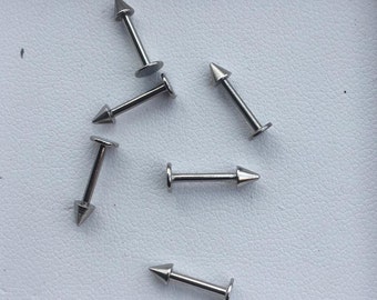 silver 16g ball spike stud, labret ring, lip piercing cartilage tragus helix straight barbell monroe (1 stud)