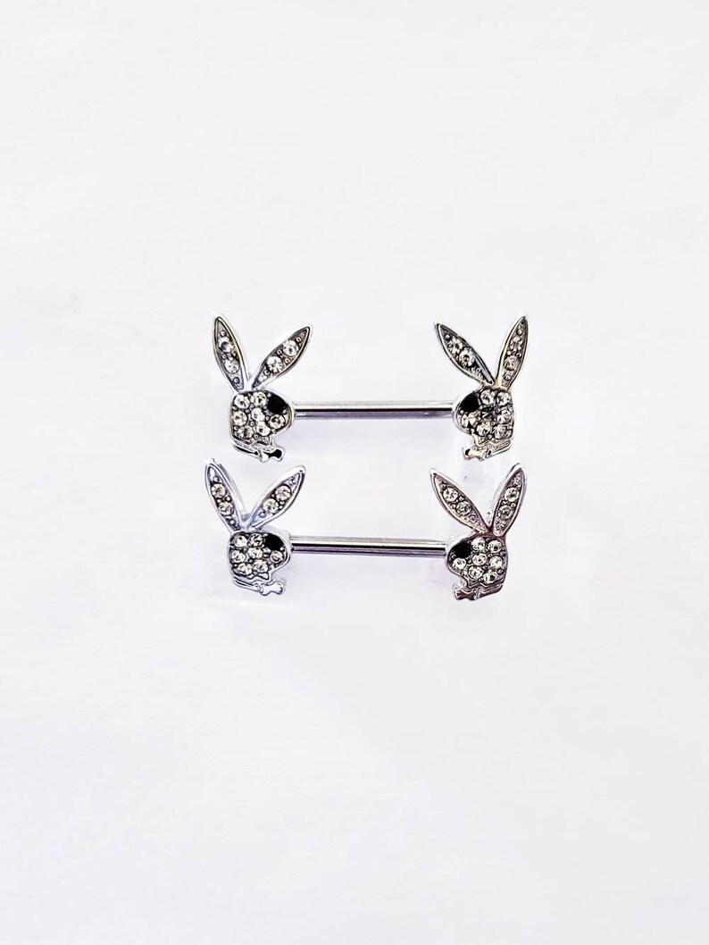 14g Playboy Bunny Nipple Ring Nipple Jewelry Piercing Shield Etsy