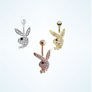 Gold playboy bunny store belly button rings