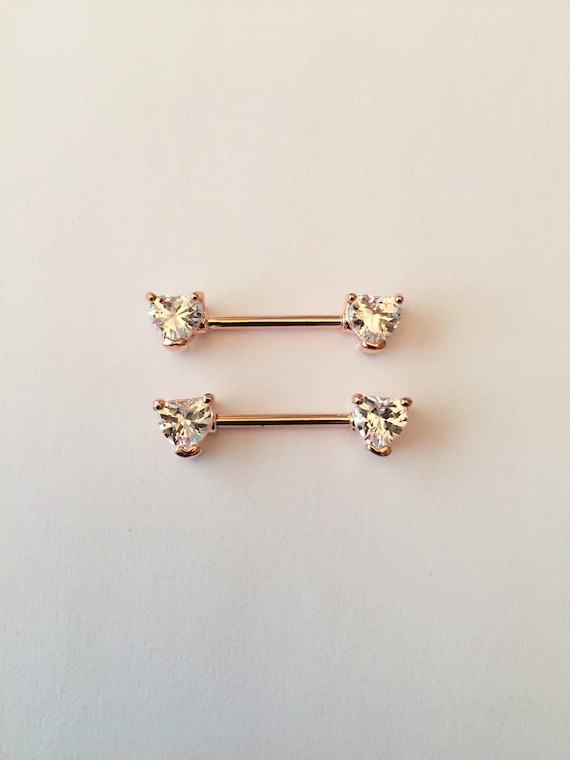 Rose gold sale heart nipple rings