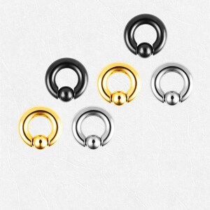 Captive hoop ear weights, surgical steel plugs stretchers gauge septum hoops silver horseshoe ring 16g- 00g (1 hoop)