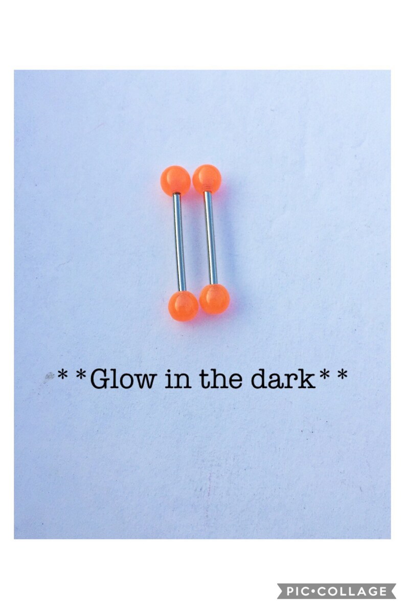 Nipple Ring Glow in the Dark 14g Tongue Barbell/ Nipple Shield Etsy
