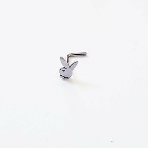 20g nose stud, playboy bunny nose ring jewelry, nose bone, L shape,