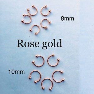 16g horseshoe rose gold color, septum cartilage tragus helix ear piercing smiley conch