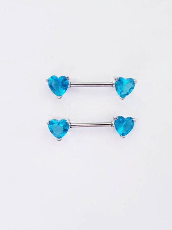 Blue Heart Nipple Ring 14g Nipple Shield Piercing Nipple Jewelry