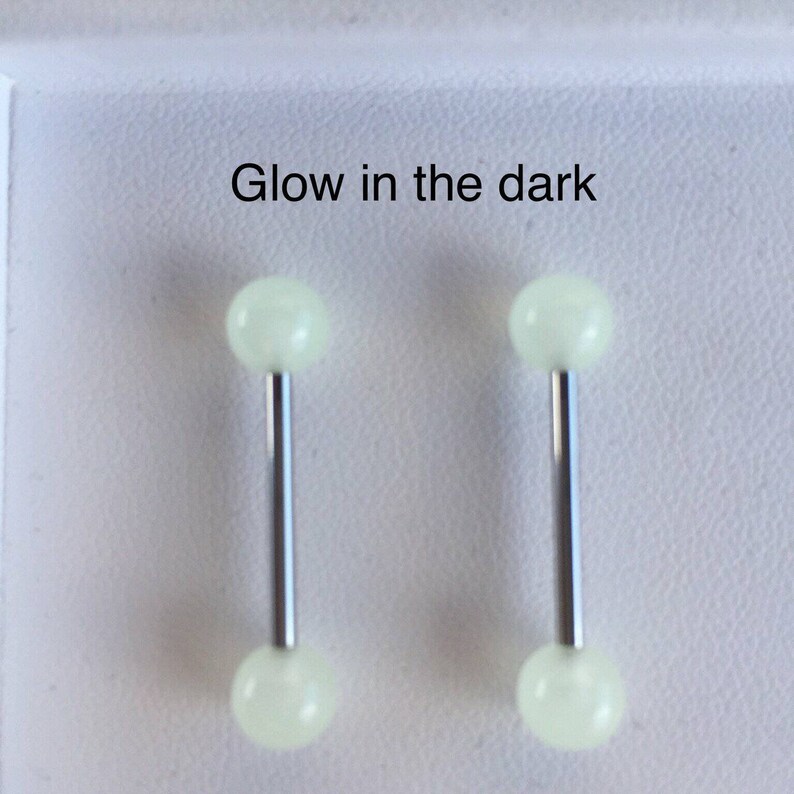Nipple Ring Glow in the Dark 14g Tongue Barbell/ Nipple Shield Etsy