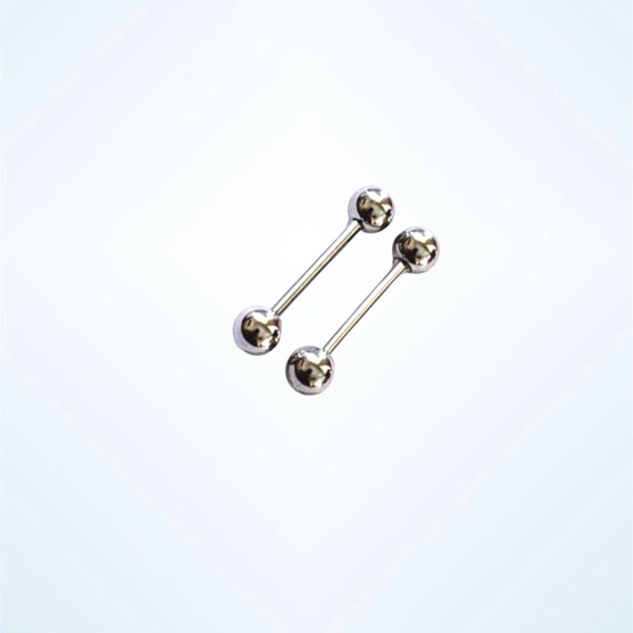 14g Nipple Ring Tongue Barbell Silver Color Nipple Barbell