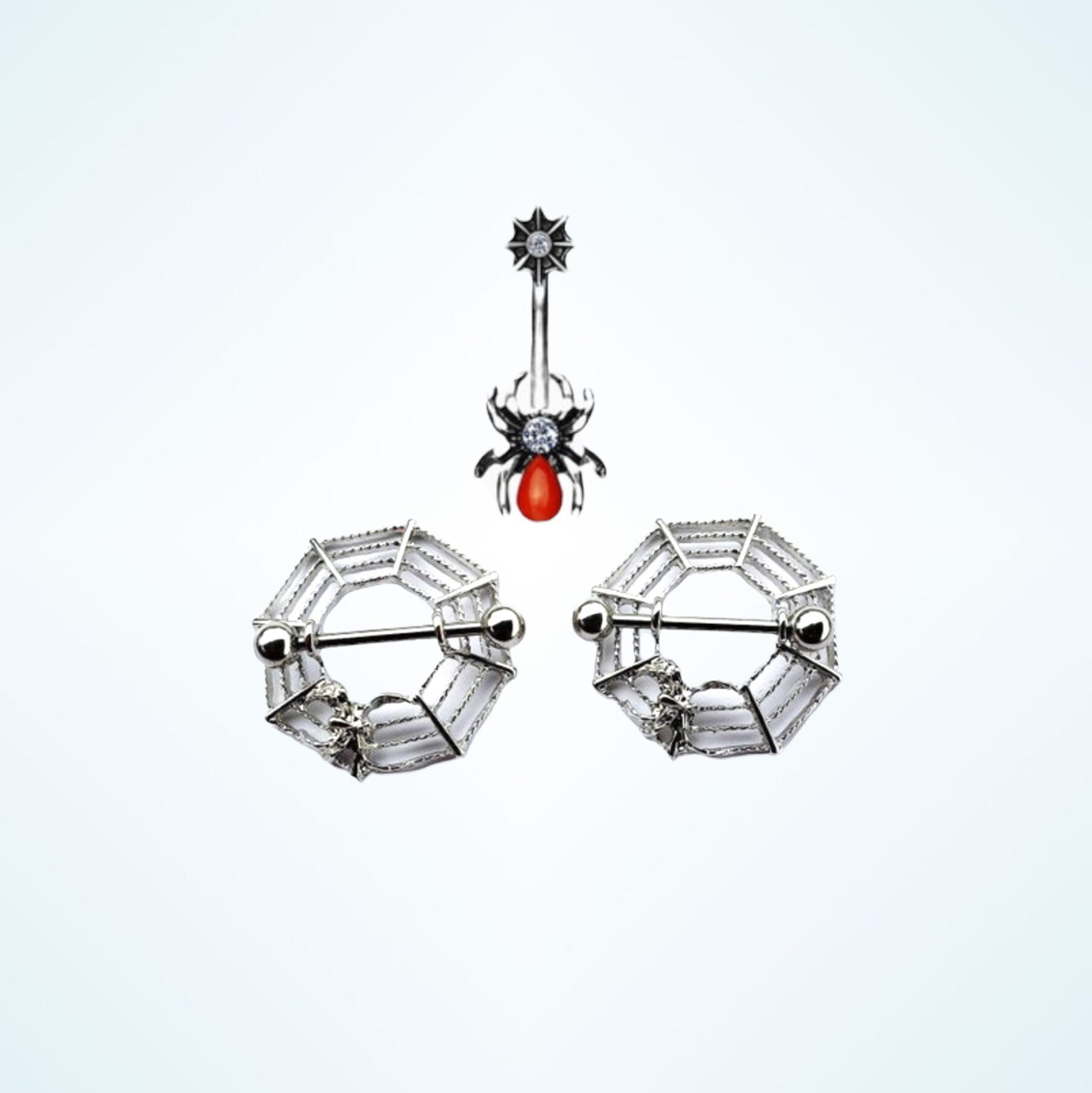 Spider web nipple rings deals