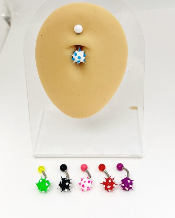 14g Tickler Belly Ring Silicone Navel Piercing Spike Punk Belly