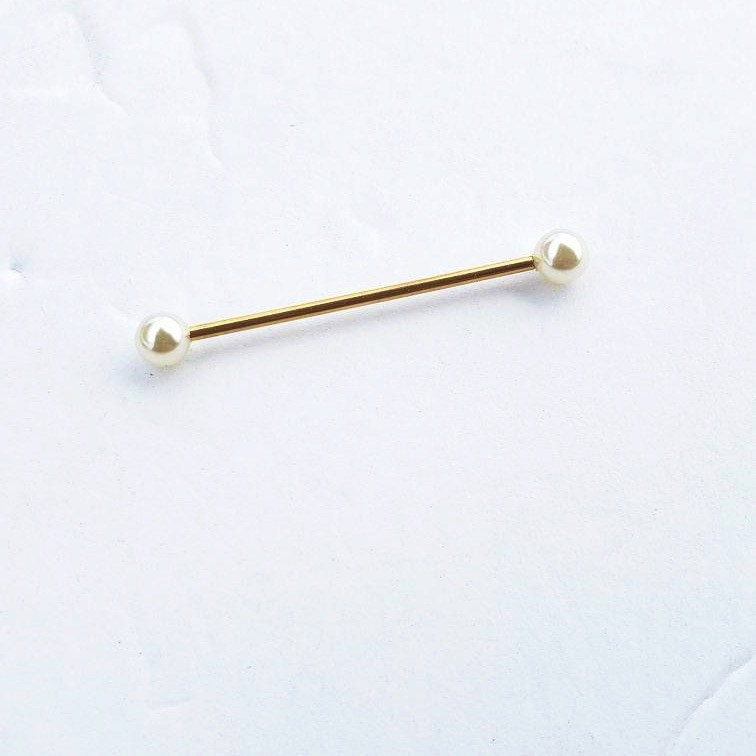 Pearl Industrial Bar Colored Scaffold Piercing 14g Cartilage - Etsy