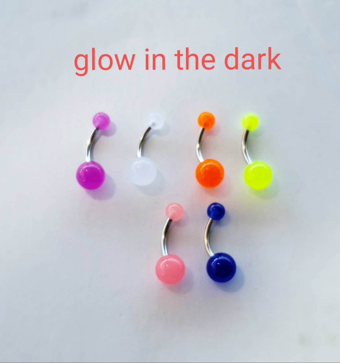 14g Glow in the Dark Belly Ring Navel Piercing Surgical Etsy
