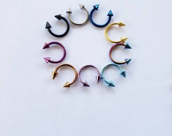 16g spike horseshoe, colorul hoops tragus helix cartilage snake bites, lip ring septum piercing body jewelry
