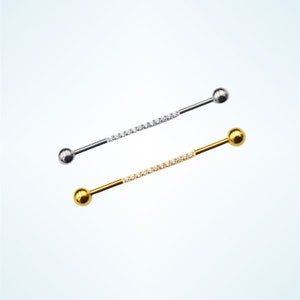 Gem Paved Industrial Bar, Industrial Barbell, Gold and Silver Color ...