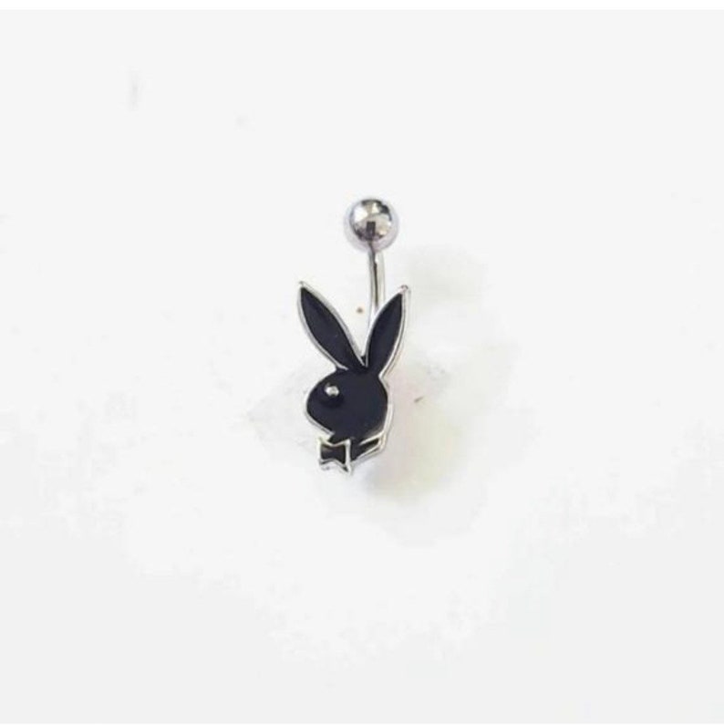 bunny navel piercing surgical steel minimalist belly ring 14g playboy belly ring