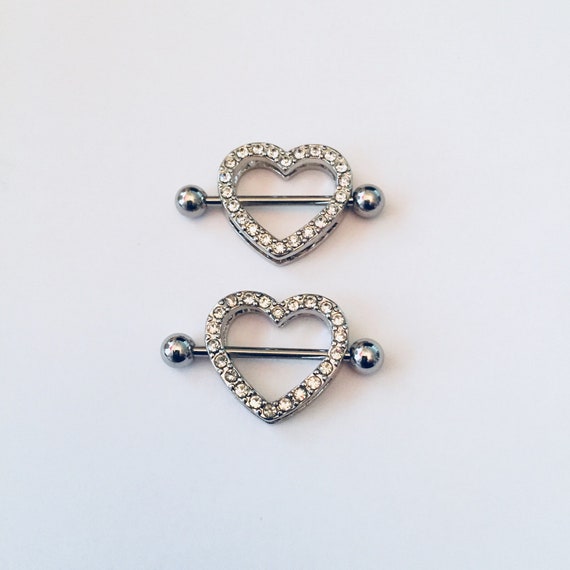 Gold Heart Shaped Nipple Ring Clear Gem Nipple Shield Nipple
