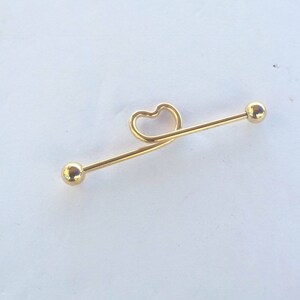 14g industrial bar, heart shaped industrial barbells industrial piercing industrial jewelry cartilage body jewelry (1 piece)