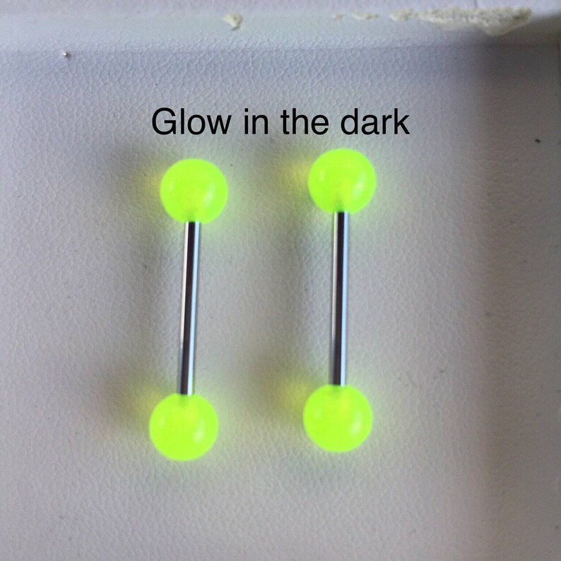 Nipple Ring Glow in the Dark 14g Tongue Barbell/ Nipple Shield Etsy