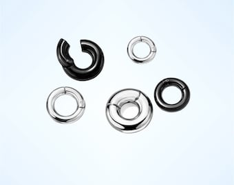 Surgical steel ear weights, hinged hoops, segment rings plugs stretchers gauged septum hoops horseshoe 16g- 00g (1 hoop)