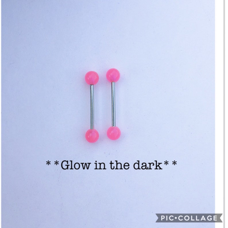Nipple Ring Glow in the Dark 14g Tongue Barbell/ Nipple Shield Etsy