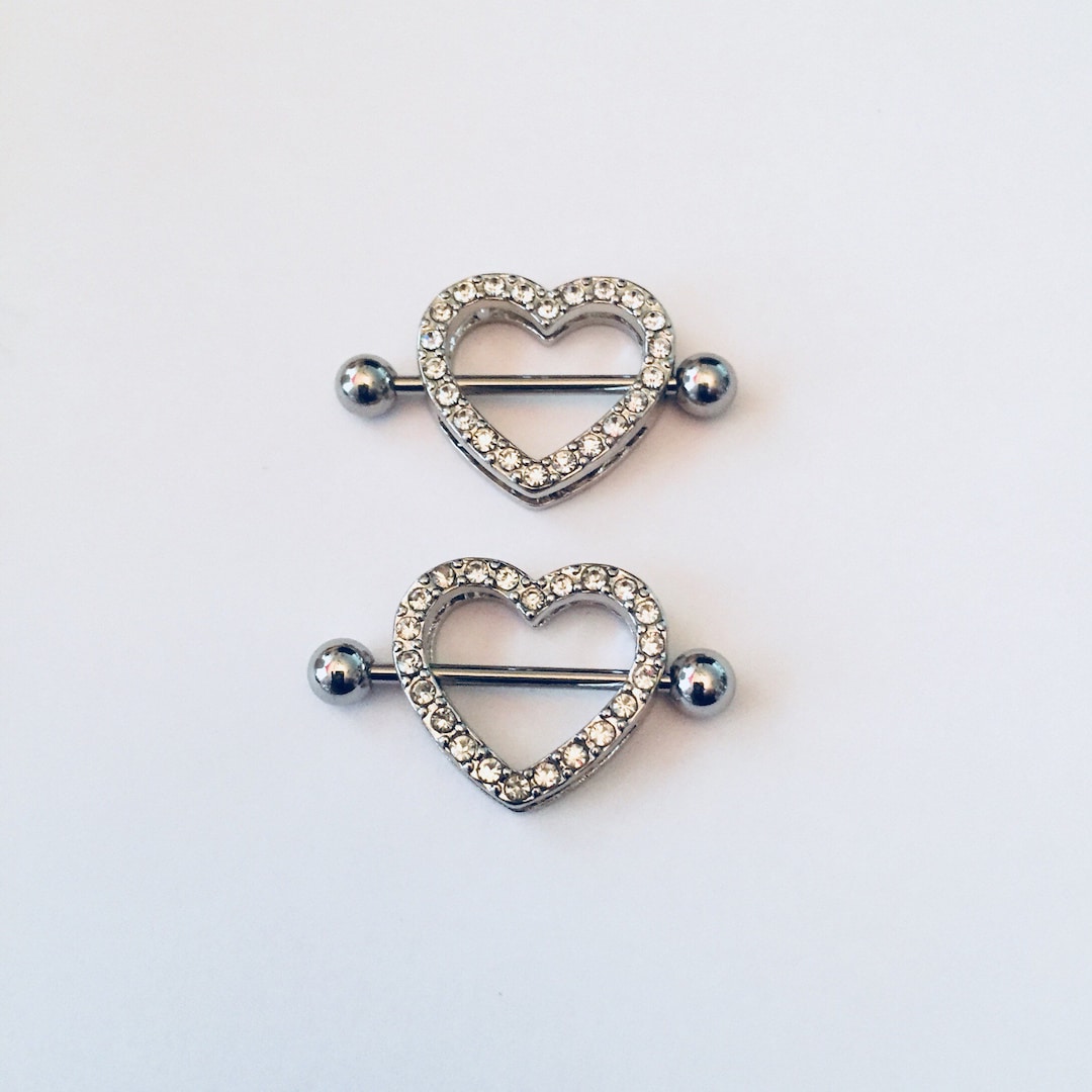 14g Heart Nipple Ring Shield Piercing Jewelry Barbell 2 Pieces Etsy Australia