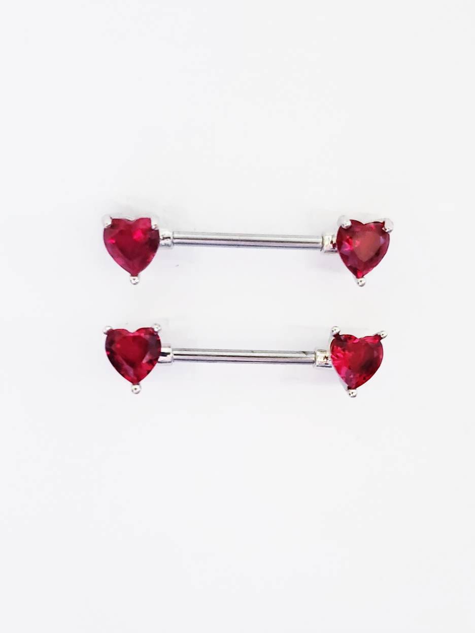 Red Heart Nipple Ring Shield Piercing Jewelry Barbell 2 