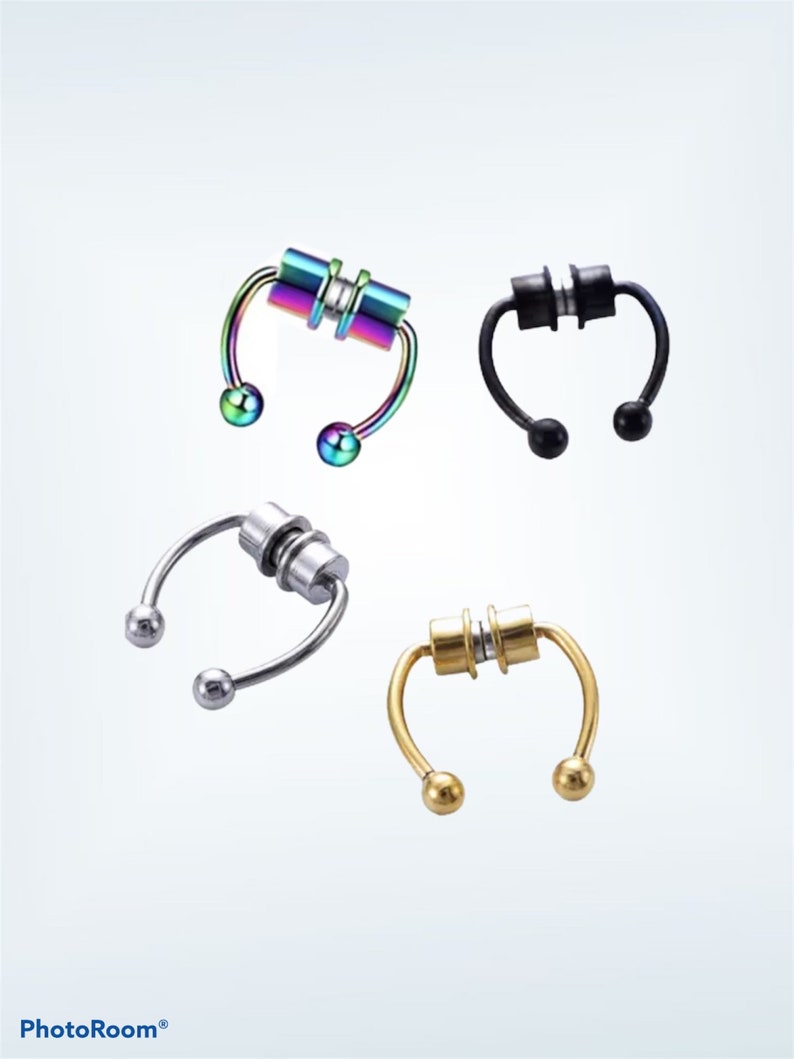 Fake septum hoop, septum ring, clip on, no piercing needed nose ring cartilage tragus helix, magnet horseshoe, magnetic hoop 