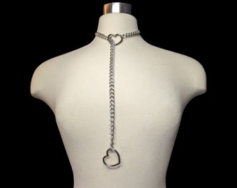 Collier chaîne cousue coeur - Argenté