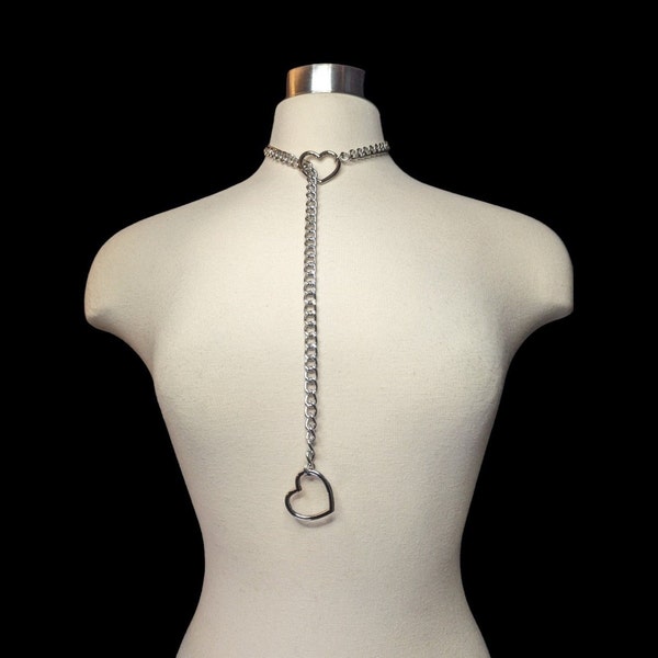 Heart Slip Chain Necklace- Silver